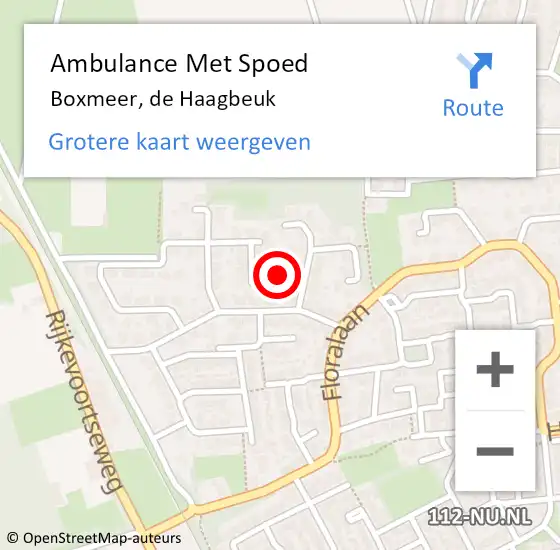 Locatie op kaart van de 112 melding: Ambulance Met Spoed Naar Boxmeer, de Haagbeuk op 27 oktober 2014 15:44