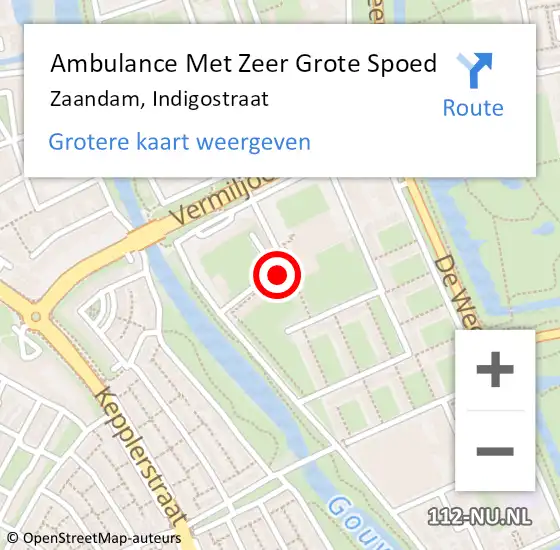 Locatie op kaart van de 112 melding: Ambulance Met Zeer Grote Spoed Naar Zaandam, Indigostraat op 20 november 2024 12:31