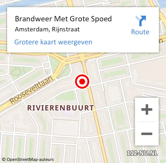 Locatie op kaart van de 112 melding: Brandweer Met Grote Spoed Naar Amsterdam, Rijnstraat op 20 november 2024 12:46