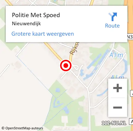 Locatie op kaart van de 112 melding: Politie Met Spoed Naar Nieuwendijk op 20 november 2024 12:53