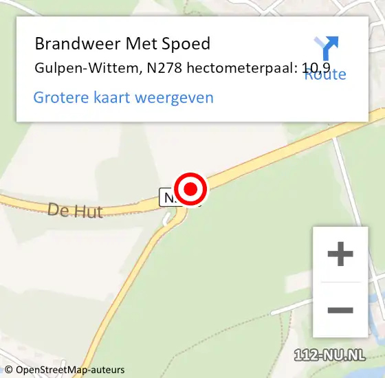 Locatie op kaart van de 112 melding: Brandweer Met Spoed Naar Gulpen-Wittem, N278 hectometerpaal: 10,9 op 20 november 2024 12:54