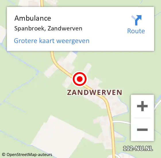 Locatie op kaart van de 112 melding: Ambulance Spanbroek, Zandwerven op 20 november 2024 13:06