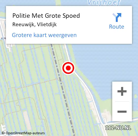 Locatie op kaart van de 112 melding: Politie Met Grote Spoed Naar Reeuwijk, Vlietdijk op 20 november 2024 13:07