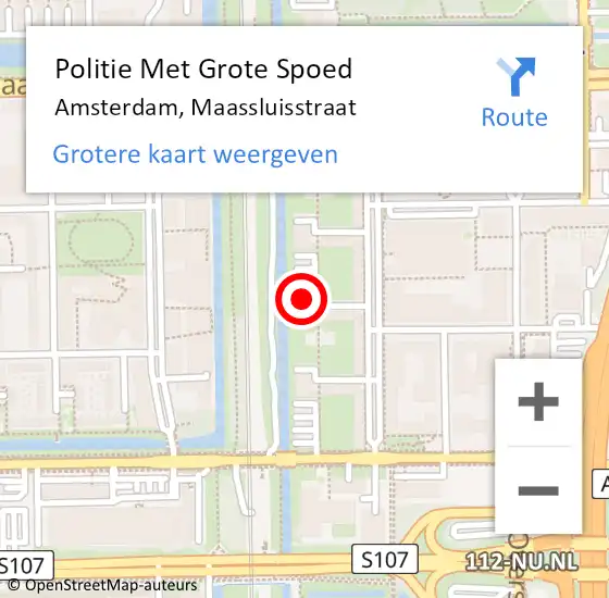 Locatie op kaart van de 112 melding: Politie Met Grote Spoed Naar Amsterdam, Maassluisstraat op 20 november 2024 13:09