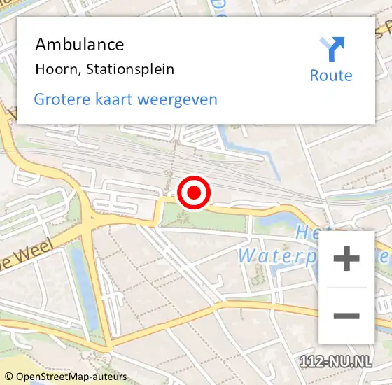 Locatie op kaart van de 112 melding: Ambulance Hoorn, Stationsplein op 20 november 2024 13:13