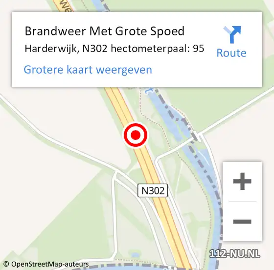 Locatie op kaart van de 112 melding: Brandweer Met Grote Spoed Naar Harderwijk, N302 hectometerpaal: 95 op 20 november 2024 13:16