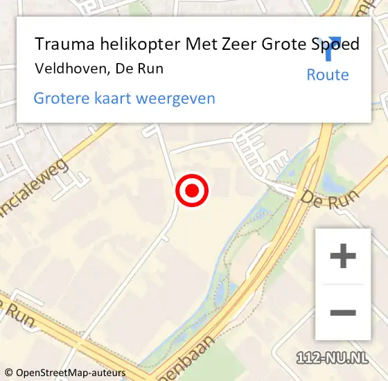 Locatie op kaart van de 112 melding: Trauma helikopter Met Zeer Grote Spoed Naar Veldhoven, De Run op 20 november 2024 13:32