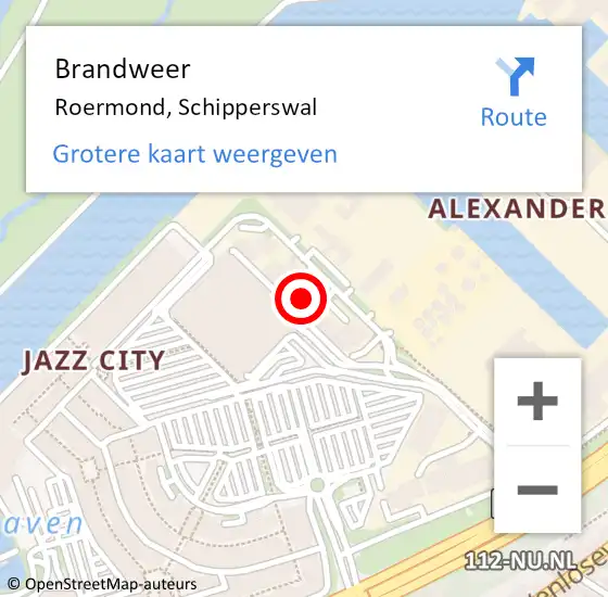 Locatie op kaart van de 112 melding: Brandweer Roermond, Schipperswal op 20 november 2024 13:41