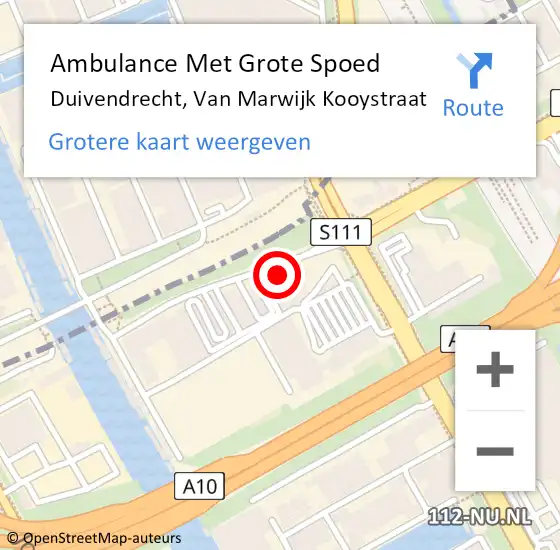 Locatie op kaart van de 112 melding: Ambulance Met Grote Spoed Naar Duivendrecht, Van Marwijk Kooystraat op 20 november 2024 13:43