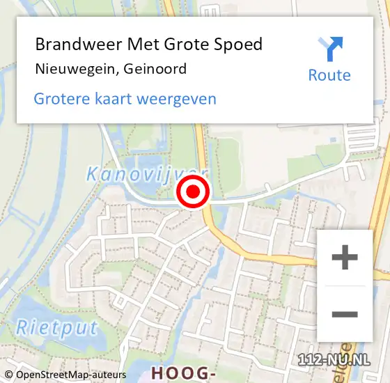 Locatie op kaart van de 112 melding: Brandweer Met Grote Spoed Naar Nieuwegein, Geinoord op 20 november 2024 13:47