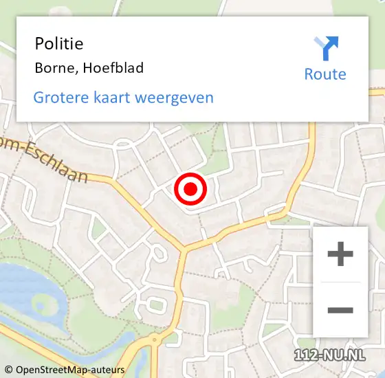 Locatie op kaart van de 112 melding: Politie Borne, Hoefblad op 20 november 2024 13:50