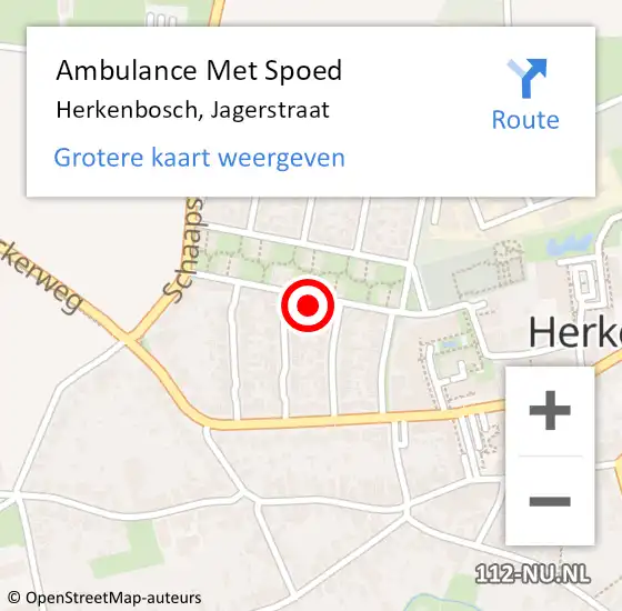 Locatie op kaart van de 112 melding: Ambulance Met Spoed Naar Herkenbosch, Jagerstraat op 20 november 2024 13:59