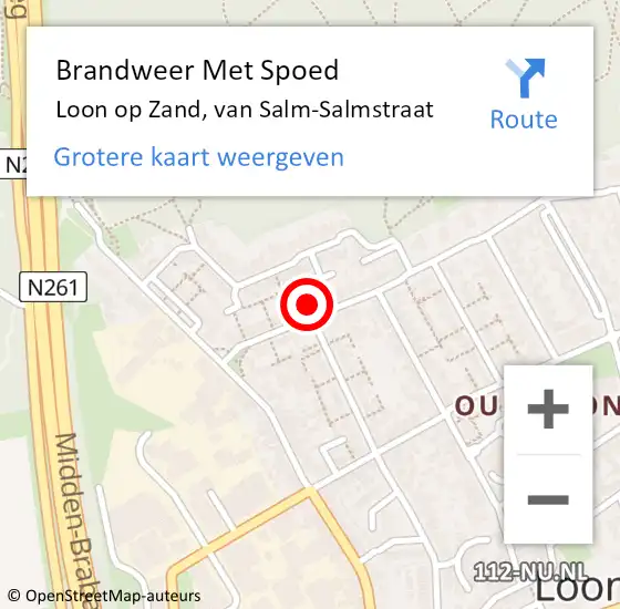 Locatie op kaart van de 112 melding: Brandweer Met Spoed Naar Loon op Zand, van Salm-Salmstraat op 20 november 2024 14:08