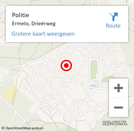 Locatie op kaart van de 112 melding: Politie Ermelo, Drieërweg op 20 november 2024 14:19