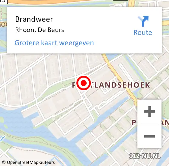 Locatie op kaart van de 112 melding: Brandweer Rhoon, De Beurs op 20 november 2024 14:20