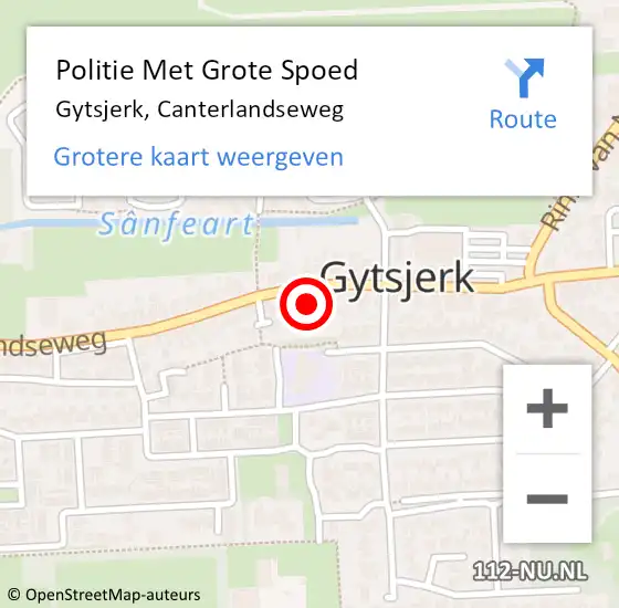 Locatie op kaart van de 112 melding: Politie Met Grote Spoed Naar Gytsjerk, Canterlandseweg op 20 november 2024 14:29