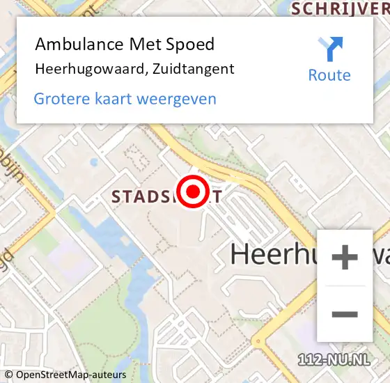 Locatie op kaart van de 112 melding: Ambulance Met Spoed Naar Heerhugowaard, Zuidtangent op 20 november 2024 14:34