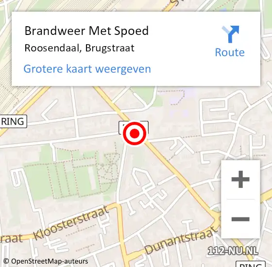 Locatie op kaart van de 112 melding: Brandweer Met Spoed Naar Roosendaal, Brugstraat op 20 november 2024 14:36