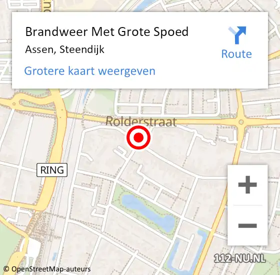 Locatie op kaart van de 112 melding: Brandweer Met Grote Spoed Naar Assen, Steendijk op 20 november 2024 14:55