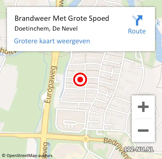 Locatie op kaart van de 112 melding: Brandweer Met Grote Spoed Naar Doetinchem, De Nevel op 20 november 2024 14:57