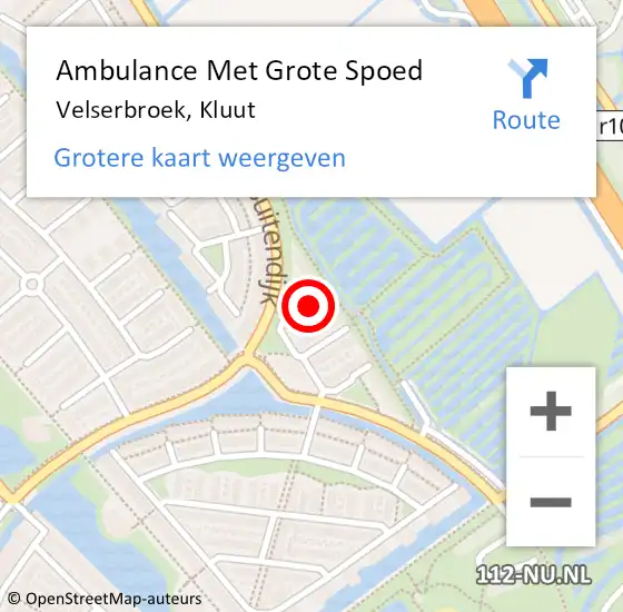 Locatie op kaart van de 112 melding: Ambulance Met Grote Spoed Naar Velserbroek, Kluut op 20 november 2024 15:04