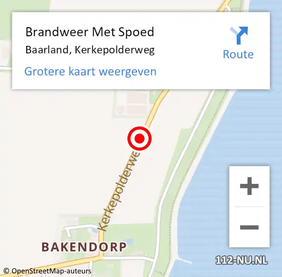 Locatie op kaart van de 112 melding: Brandweer Met Spoed Naar Baarland, Kerkepolderweg op 27 oktober 2014 16:05