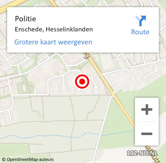 Locatie op kaart van de 112 melding: Politie Enschede, Hesselinklanden op 20 november 2024 16:01