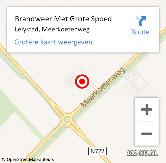 Locatie op kaart van de 112 melding: Brandweer Met Grote Spoed Naar Lelystad, Meerkoetenweg op 20 november 2024 16:04