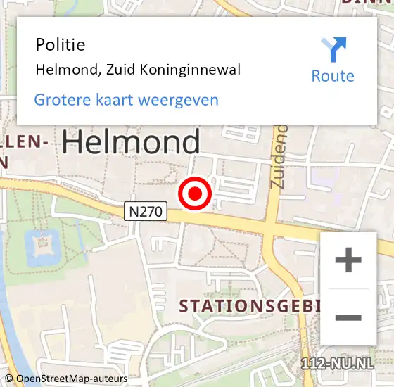 Locatie op kaart van de 112 melding: Politie Helmond, Zuid Koninginnewal op 20 november 2024 16:05