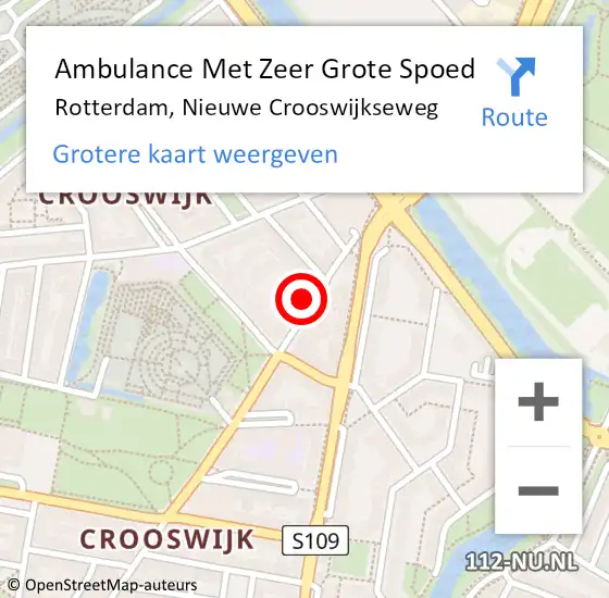 Locatie op kaart van de 112 melding: Ambulance Met Zeer Grote Spoed Naar Rotterdam, Nieuwe Crooswijkseweg op 20 november 2024 16:16