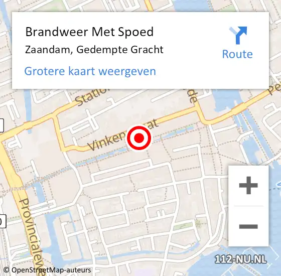 Locatie op kaart van de 112 melding: Brandweer Met Spoed Naar Zaandam, Gedempte Gracht op 20 november 2024 16:19