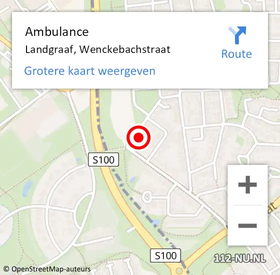 Locatie op kaart van de 112 melding: Ambulance Landgraaf, Wenckebachstraat op 27 oktober 2014 16:10