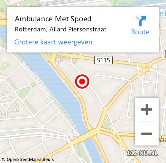 Locatie op kaart van de 112 melding: Ambulance Met Spoed Naar Rotterdam, Allard Piersonstraat op 20 november 2024 16:53