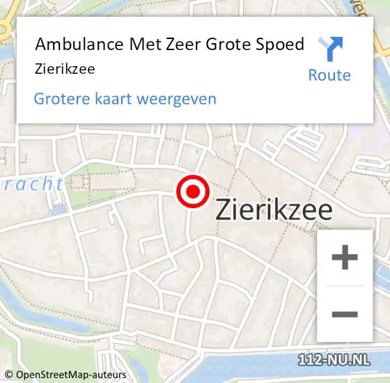 Locatie op kaart van de 112 melding: Ambulance Met Zeer Grote Spoed Naar Zierikzee op 20 november 2024 16:53