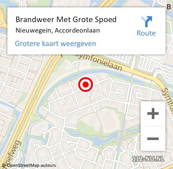 Locatie op kaart van de 112 melding: Brandweer Met Grote Spoed Naar Nieuwegein, Accordeonlaan op 27 oktober 2014 16:17