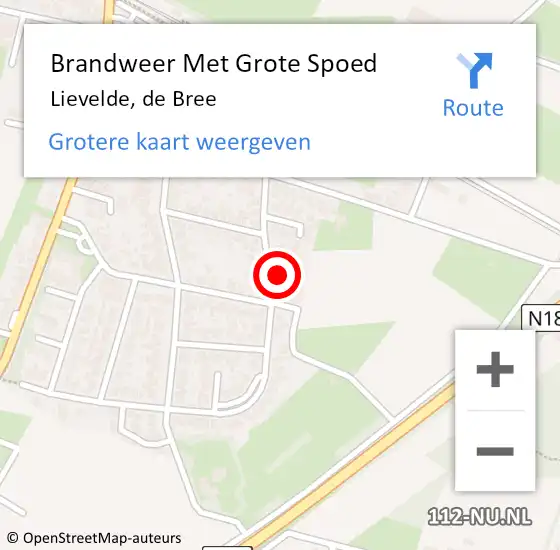 Locatie op kaart van de 112 melding: Brandweer Met Grote Spoed Naar Lievelde, de Bree op 20 november 2024 17:09