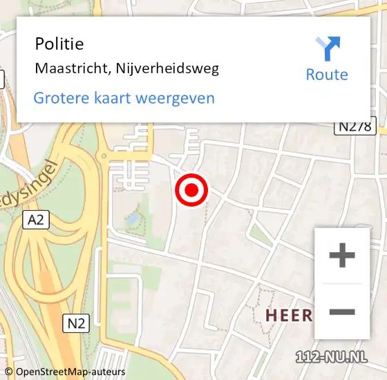 Locatie op kaart van de 112 melding: Politie Maastricht, Nijverheidsweg op 20 november 2024 17:10