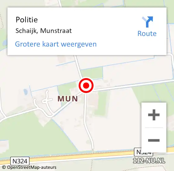 Locatie op kaart van de 112 melding: Politie Schaijk, Munstraat op 20 november 2024 17:19