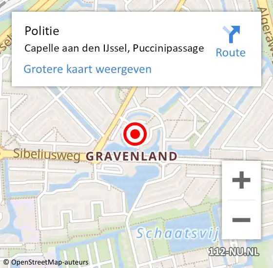 Locatie op kaart van de 112 melding: Politie Capelle aan den IJssel, Puccinipassage op 20 november 2024 17:26