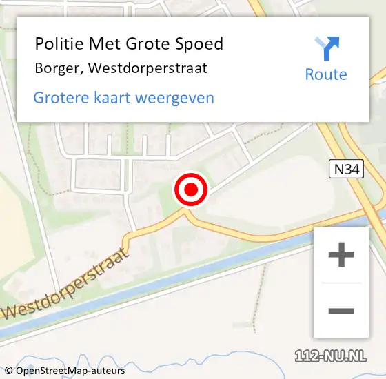 Locatie op kaart van de 112 melding: Politie Met Grote Spoed Naar Borger, Westdorperstraat op 20 november 2024 17:44