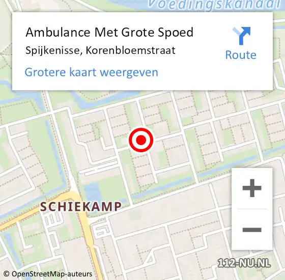 Locatie op kaart van de 112 melding: Ambulance Met Grote Spoed Naar Spijkenisse, Korenbloemstraat op 20 november 2024 17:55