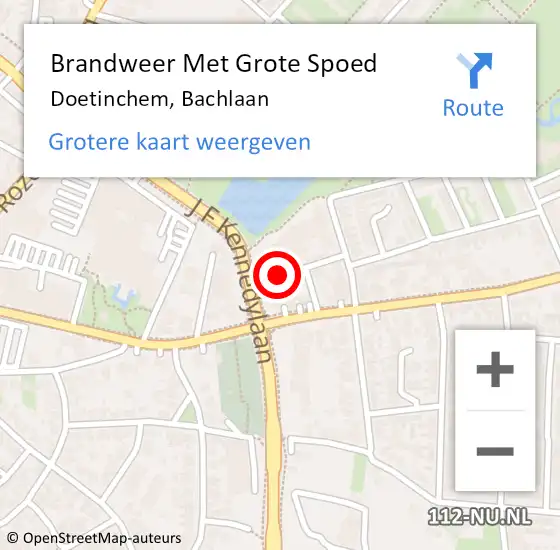 Locatie op kaart van de 112 melding: Brandweer Met Grote Spoed Naar Doetinchem, Bachlaan op 20 november 2024 17:58