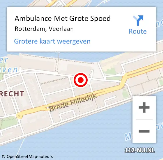 Locatie op kaart van de 112 melding: Ambulance Met Grote Spoed Naar Rotterdam, Veerlaan op 20 november 2024 18:00