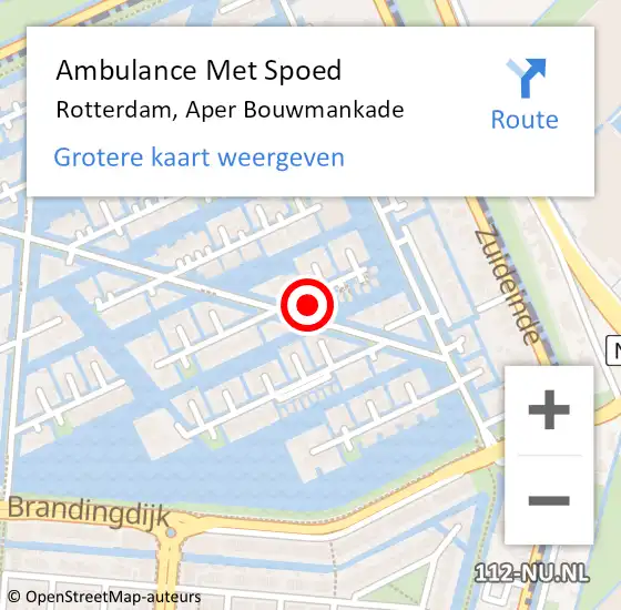 Locatie op kaart van de 112 melding: Ambulance Met Spoed Naar Rotterdam, Aper Bouwmankade op 20 november 2024 18:17