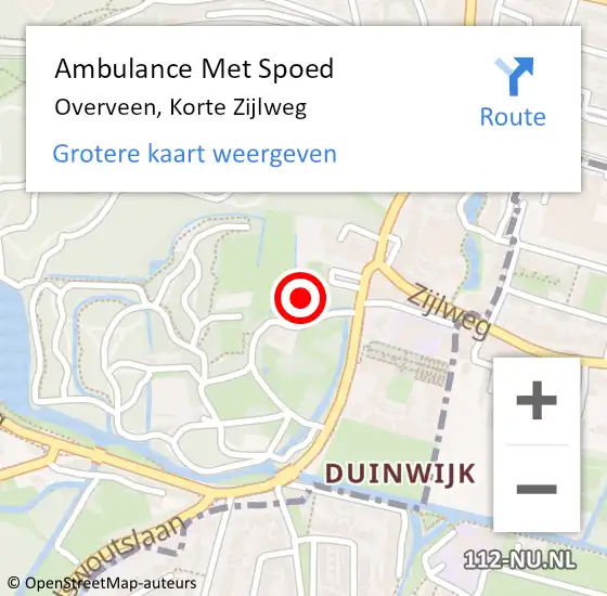 Locatie op kaart van de 112 melding: Ambulance Met Spoed Naar Overveen, Korte Zijlweg op 20 november 2024 18:31