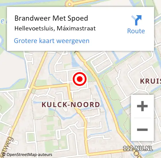 Locatie op kaart van de 112 melding: Brandweer Met Spoed Naar Hellevoetsluis, Máximastraat op 20 november 2024 18:39