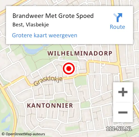 Locatie op kaart van de 112 melding: Brandweer Met Grote Spoed Naar Best, Vlasbekje op 20 november 2024 18:47