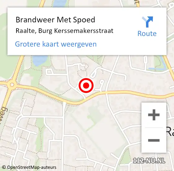 Locatie op kaart van de 112 melding: Brandweer Met Spoed Naar Raalte, Burg Kerssemakersstraat op 20 november 2024 18:52