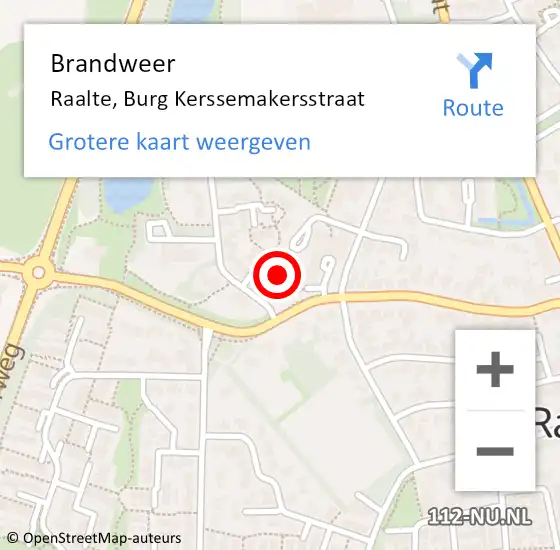 Locatie op kaart van de 112 melding: Brandweer Raalte, Burg Kerssemakersstraat op 20 november 2024 18:53