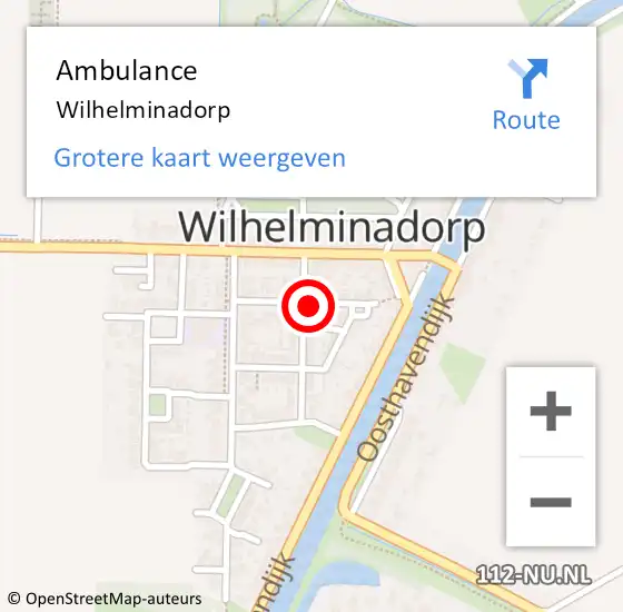 Locatie op kaart van de 112 melding: Ambulance Wilhelminadorp op 20 november 2024 19:34